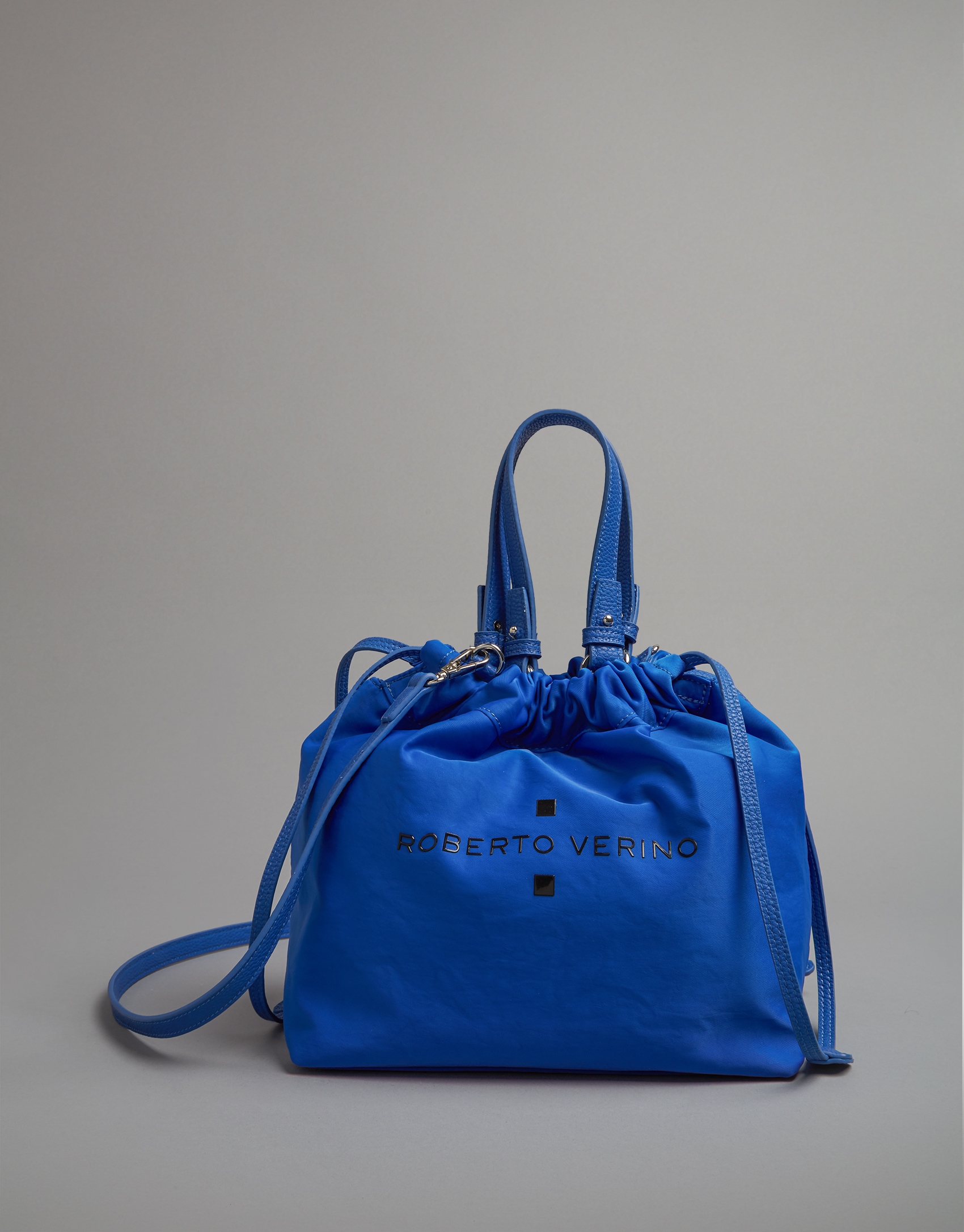 Blue nylon Wax midi shopping bag