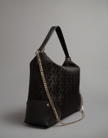 Bolso Hobo Bomber nailon negro logos