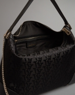 Bolso Hobo Bomber nailon negro logos