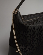 Bolso Hobo Bomber nailon negro logos