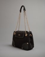 Bolso Mini Satchel Bomber nailon negro logos