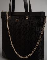 Bolso Shopper Bomber nailon negro logos