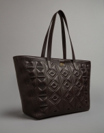 Brown leather Tiébele shopping bag