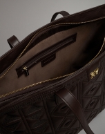 Brown leather Tiébele shopping bag