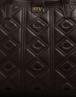 Brown leather Tiébele shopping bag