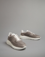 Brown leather running shoes