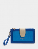 Cartera doble piel saffiano azul