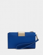 Cartera doble piel saffiano azul