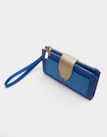 Cartera doble piel saffiano azul