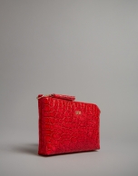 Red embossed alligator Nano Lisa Saffiano clutch bag