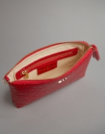 Red embossed alligator Nano Lisa Saffiano clutch bag