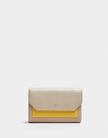 Mustard, taupe and beige leather Valeria shoulder bag