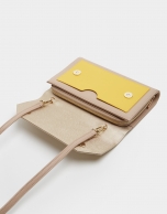 Mustard, taupe and beige leather Valeria shoulder bag