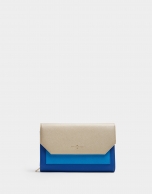 Blue and beige leather Valeria shoulder bag