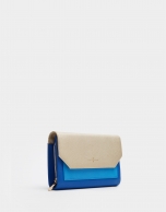 Blue and beige leather Valeria shoulder bag