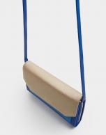 Blue and beige leather Valeria shoulder bag