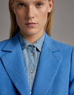 Ultramarine blue suit jacket with one button