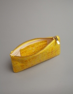 Yellow embossed alligator leather flat purse