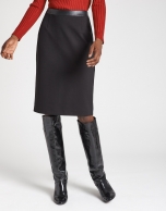 Black midi combination skirt with belt