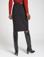 Black midi combination skirt with belt