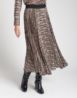 Geometric print long pleated skirt