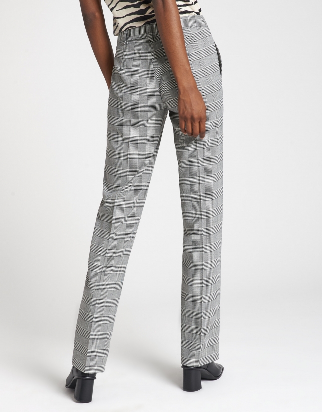 Gray glen plaid straight pants - Woman - AW2020 | Roberto Verino