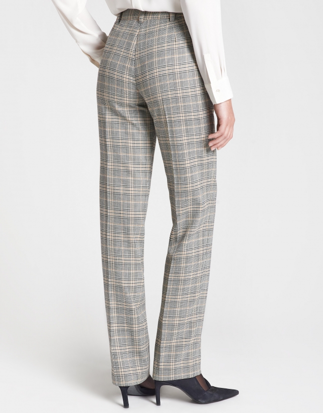 Brown glen plaid straight pants - Woman | Roberto Verino