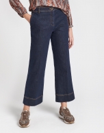 Dark blue wide jeans pants