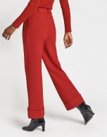 Pantalón ancho de vestir rojo