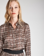 Brown geometric print shirt