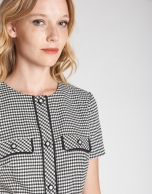 Black and white houndstooth dress with short sleeves