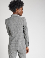 Gray glen plaid double-breasted blazer