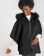 Black wool cape coat