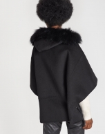 Black wool cape coat