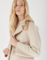 Beige wool double-breasted coat