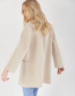 Beige wool double-breasted coat