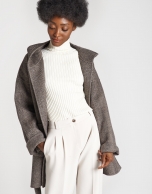 Brown herringbone wool short coat