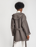 Brown herringbone wool short coat