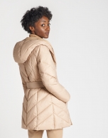 Beige quilted coat with vest inside