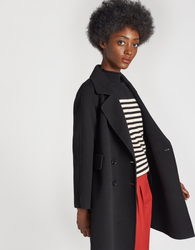 Black three-quarter wool coat - Woman - AW2020 | Roberto Verino