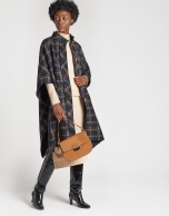 Blue checked cloth cape coat