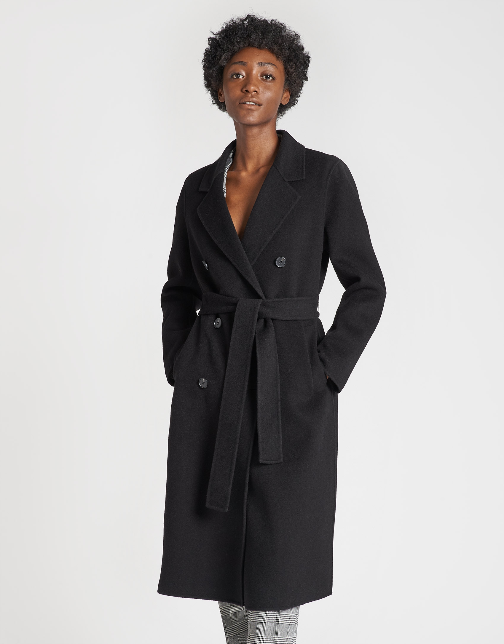 Black doublefaced wool coat Woman AW2020 Roberto Verino