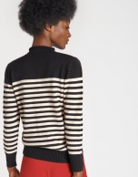 Two-tone black and beige sweater