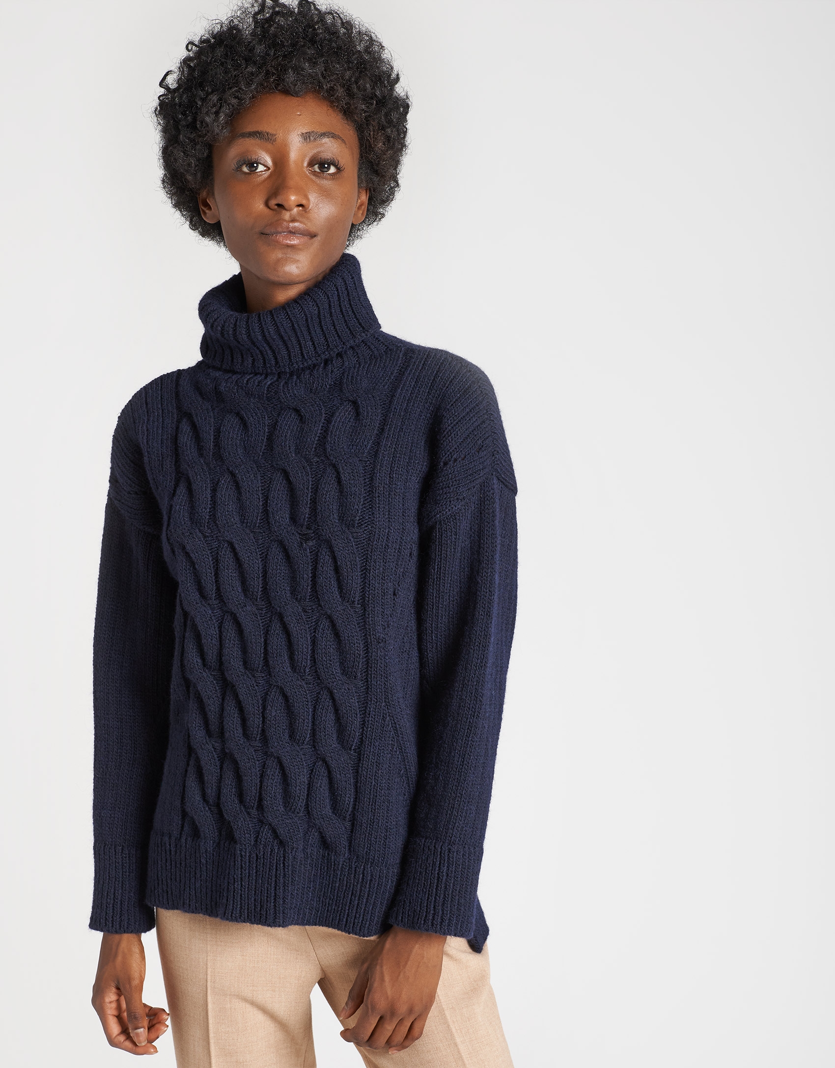 Navy blue knit sweater Woman AW2020 Roberto Verino