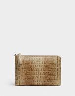 Alligator embossed leather Lisa clutch bag