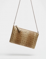 Alligator embossed leather Lisa clutch bag