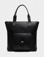 Black leather Charlotte shopping bag