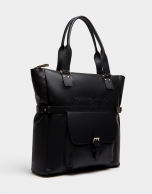 Black leather Charlotte shopping bag