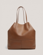 Tan leather Megan shopping bag