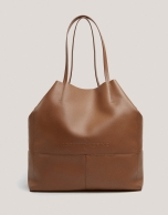 Tan leather Megan shopping bag